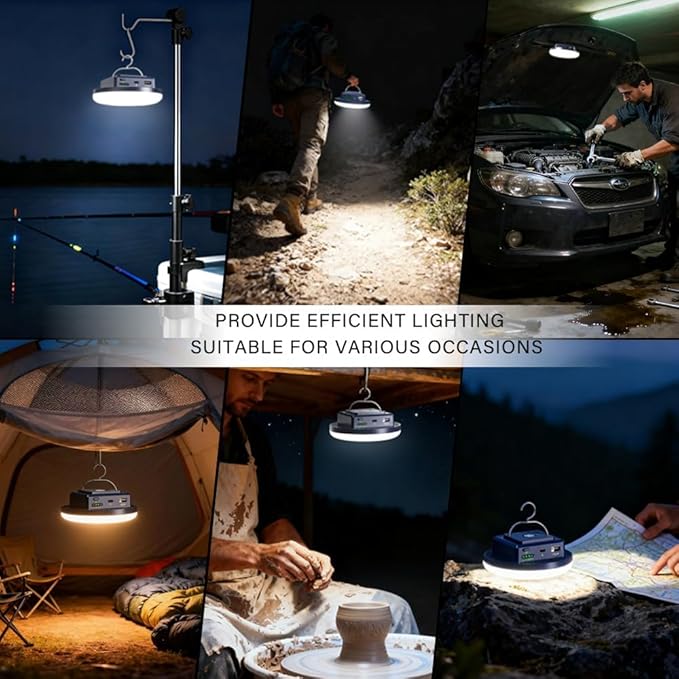 Camping Lights Tent Light 4500 Lumens 45W Rechargeable LED Lantern Magnetic Hanging, Portable USB Outdoor Canopy, Emergency Lights for Home, Lanterns for Power Outages, Ice Shanty Lights（2pcs）