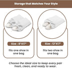 LFH Cotton Rich Shoe Storage Bags with Drawstring, Dustproof Breathable Reusable Organizer, Perfect For Travel, Dorm, Hotel, College, Gym, Easy to Carry, Machine Washable 12"x17" (Pack of 6) - White