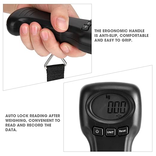 Luggage Scale,Ocs‑8 50kg/110lb Portable Travel Hanging Luggage Scale Electronic Weight, Suitcase Weighing Scale with LCD Digital Display for Travel Home Fair, Battery Not Included, Black