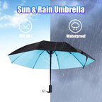 WOOLALA【Newly UV Portable Cooling UPF 50+ Foldable Umbrellas with Fan for Sun & Rain, USB Rechargeable for Games, Playgrond, Heatstroke, Hot Days