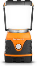 Lepro 1000LM Battery Powered LED Camping Lantern, Orange Tent Light with 4 Light Modes, Camping Essentials, Waterproof Lantern Flashlight for Camping, Emergency Light, Power Outage, Not Rechargeable