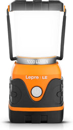 Lepro 1000LM Battery Powered LED Camping Lantern, Orange Tent Light with 4 Light Modes, Camping Essentials, Waterproof Lantern Flashlight for Camping, Emergency Light, Power Outage, Not Rechargeable