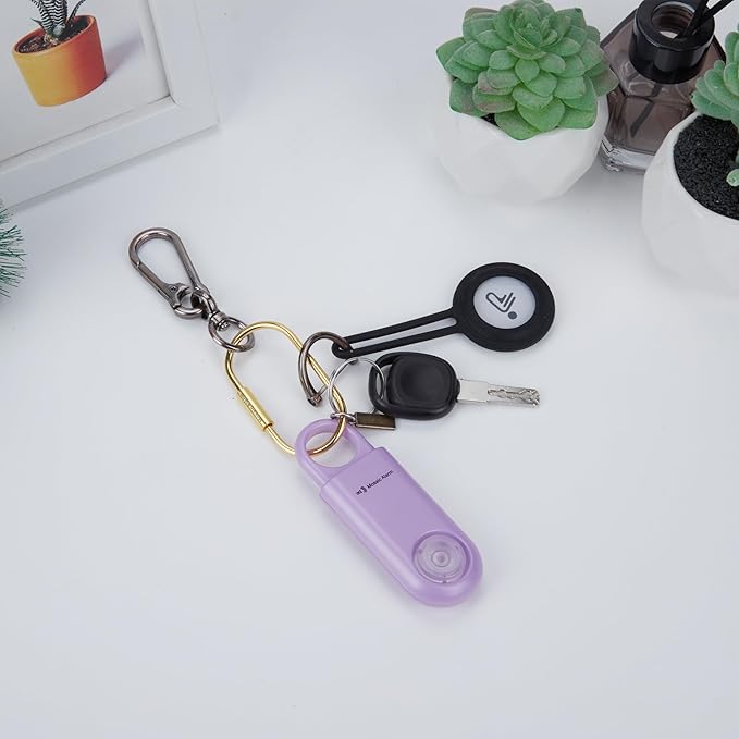 130dB Personal Safety Alarm Ultra Bright Strobe Light Loud Sound Keychain Siren with Carabiner for Women, School Children, Night Runners. Hiking Alarm Bear Deterrent. SOS Emergency Alerts. Purple
