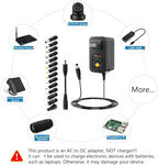 SHNITPWR 30W Universal Power Supply 3V 4.5V 5V 6V 7.5V 9V 12V Adjustable Variable AC/DC Adapter with 5V 2.1A USB Port, 100V-240V AC to DC 3V~12V Converter 0.5A 1A 1.2A 1.5A 2A 2.5A Max with 14 Tips
