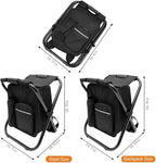 YESIACE Portable Folding Camping Stool, Backpack with Cooler Bag, Hiking Seat, Outdoor Fishing Hunting Gifts, Black