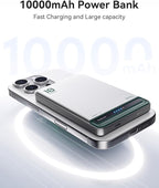 Kuulaa 10000mAh MagSafe Battery Pack, 0.51in Ultra Slim Magnetic Power Bank with LED Indicator, 20W PD USB-C Fast Charging Portable Charger for iPhone 17/16/15/14/13/12, Silver