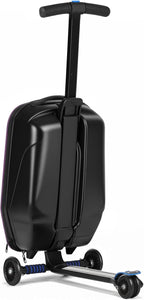 smilesun Scooter Luggage For Kids & Adults， Hardside Ride On Suitcase For Kids Ages 4-15 Multifunctional Lightweight Foldable Carry On Luggage With Wheels Ride On For Children Teenagers（Purple）