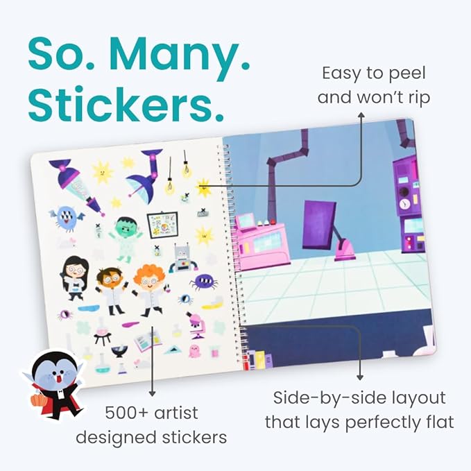 Halloween 500+ Kids Sticker Book by Cupkin Fun Toddler Holiday Activity Coloring and Sticker Book, Road Trip Essentials, 12 Coloring Pages 12 Side by Side Scenes for Ages 2–8 Years