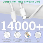 iPhone 16 15 Charger Fast Charging,3Pack 20W Fast Charging USB C Charger with 10Foot Long Type C to C Cable Cord TypeC Block Brick for iPhone 17/16e/16/16Pro/16 Plus/16 ProMax/15 Pro,iPad Air/Pro/Mini