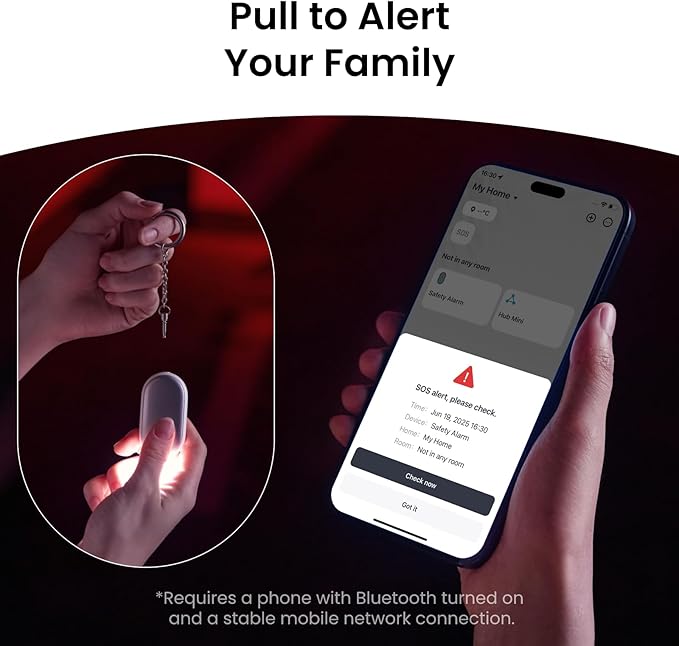 SwitchBot 130 dB Personal Safety Alarm for Women with Apple Find My APP, Extra-Loud Siren & Strobe Light, Waterproof Self Defense Keychain for Women, College Girls and Kids (White)