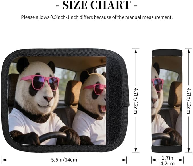 2 Pack Luggage Handle Wrap with Travel Tags - Non-Slip Protective Cover Soft Handle Grips Covers for Suitcase(Funny Panda)