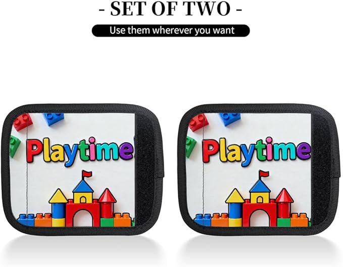 2 Pack Luggage Handle Wrap with Travel Tags - Non-Slip Protective Cover Soft Handle Grips Covers for Suitcase(Play Toy)