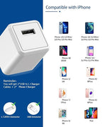 iPhone Charger,Long 6FT iPhone Charger 2Pack i Phone Cord 6feet USB to Lightning Cable Quick Fast Charging Data Sync Cord USB Wall Charge Block Adapter for I Phone14/13/12/11/XS/XR/X/8/7/5/SE2022/iPad