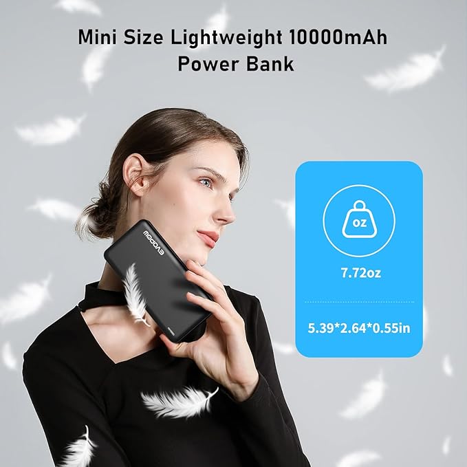 Portable Charger Power Bank 10000mAh, USB C in&Out Fast Charging Battery Pack Portable Phone Charger Quick Charge for iPhone 15/14/13/12, Galaxy S23/22, Pixel Heated Vest and etc (Black)