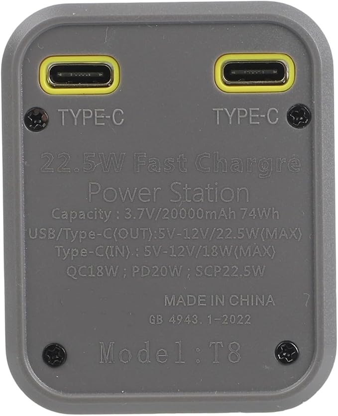 Portable Solder-Free Power Bank Case 22.5W 45W Transparent DIY Battery Box with Fast Charging for Cells Multi-Output Stable Voltage Multiple Protocols 160x57mm for DIY Enthusiasts Travel(yellow 22.5W)
