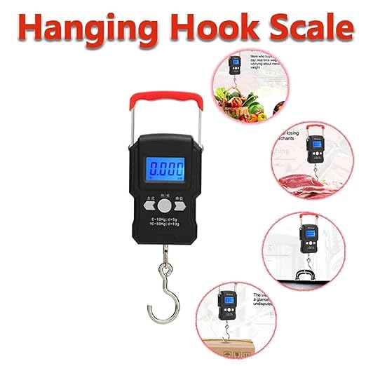 Luggage Weight Scale, Portable Hanging Hook Scale 50Kg LCD Digital Display Handheld Mini Electronic Weighting Scale Fishing Travel Luggage Scale,for Travel