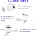 Rechargeable Tent Fan, Portable Hanging Camping Fan with LED Light & Remote, 8000mAh Battery Powered, 3 Speed with Timer for Outdoor, RV, Canopy, Beach, Patio & Gazebo
