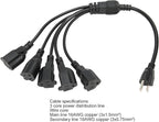 Extension Cord Splitter, 3 Prong 1 to 5 Outlet Splitter, 16AWG 18AWG 5 Way Outdoor Outlet Extender for Computer LED Stage Light