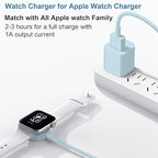 Fast Charger for Apple Watch Charger, 3.2FT Wireless Fast Charging Cord with Wall Chargers Plug Block Compatible with Apples Watchs Series 10/9/8/7/SE/6/5/4/3/2/1（Blue）
