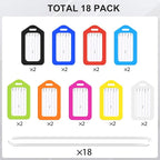 Sodsay 18 PK Luggage Tags for Suitcases (Assorted, Pack of 18 with 9 Vibrant Colors), Luggage Tag, Bag Tag for Baggage, Suitcase Tags Bulk
