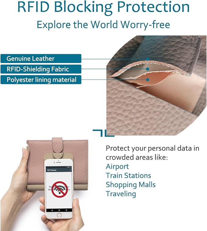 Leather RFID Slim Passport Holder for Travel Women – Passport Wallet for Men with Passport Cover & 3 Card Slots, Zippered Coin Pocket, Cash Holder – Travel Organizer Mother's Day Gift (Pink)