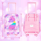 WZLVO Kids Luggage for Boys and Girls, Cute Dinosaur Unicorn Rolling Wheels Suitcase for Toddler Children