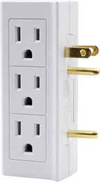 Projectpak 6 Outlet Vertical Extender Wall Tap - Split 2 Outlets Into 6 Grounded with Side Access | 2 Pack