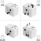 oviitech 35W Universal Travel Adapter with 5 USB Ports, International Wall Charger for for US to European EU UK AUS Worldwide Use(Type C/G/A/I) White - UL Certified.