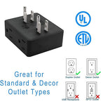 6 Outlet Extender, HITRENDS Multi Plug Outlet Extender, 4 Pack 3-Prong Wall Plug Multiple Splitter for Cruise Ship Home Office Dorm Room Essential, 1875W, Black