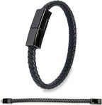 SEANADO Leather Bracelet Charger USB Charging Cable Braided Cords USB Portable Travel Charger for Mens Womens Suitable for iPhone 14/13/12/11 pro XS MAX (for iPhone, S(7'87''))