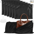 Q&J Fabric Co. 6 Pack Satin Dust Bags for Purses and Handbags - Purse Storage Organizer with Drawstring, Dustproof Travel Storage Pouches for Handbags, Shoes, Boots & Clothes (15.7"x19.7", Black)