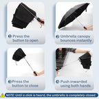 TOPSAIL 45in Compact Inverted Folding Umbrella for Travel Wind-resistant, Anti-rebound & Safe Collapsing, Portable & Sturdy Windproof Reverse Umbrellas for Rain
