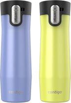 Contigo® AUTOSEAL® West Loop Vacuum-Insulated Stainless Steel Travel Mug with Easy-Clean Lid, 20 oz, 2-Pack, Aster Frosted Pearl; Limelight Frosted Pearl