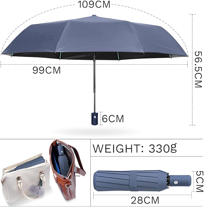 YINBAOGE Compact Travel Umbrella, Automatic Folding Windproof 8 Ribs, Lightweight Small Portable Parasol for Rain & Sun with UV Protection, Fits Car, Backpack, Purse, Men & Women