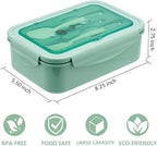 Bento Boxes for Adults - 1100 ML Bento Lunch Box For Kids Childrens With Spoon & Fork - Durable Perfect Size for On-the-Go Meal, BPA-Free and Food-Safe Materials(Green)