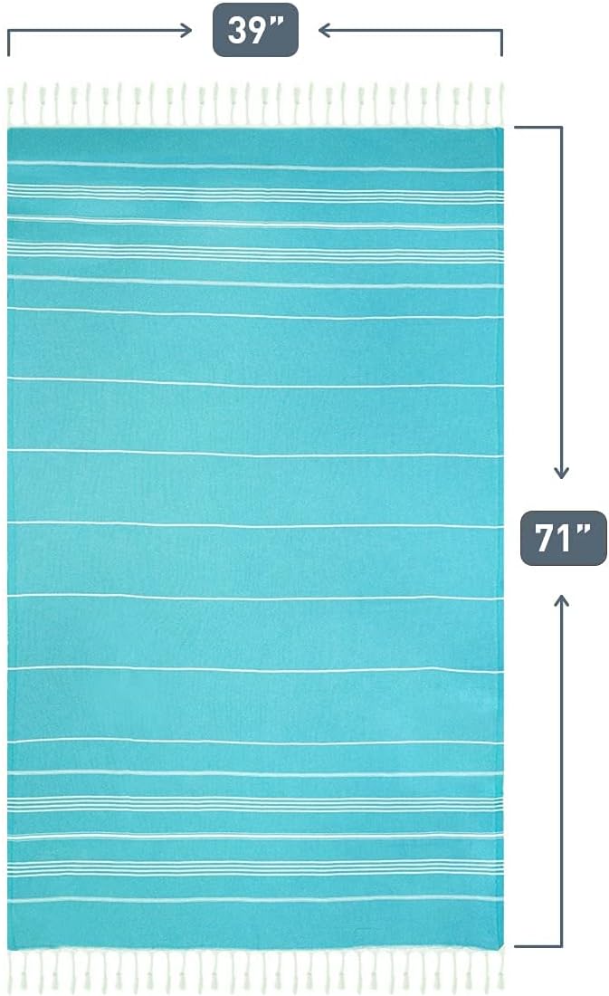 HAVLULAND Pack of 6 Beach Towels,%100 Cotton, Turkish Bath Towel Set, Lightweight, Quick-Dry, Super Absorbent |Extra Large 72 x 40''| Sand Free, Turkish Beach Towel, Oversized & Compact Travel Towels
