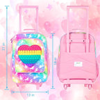 Kids Luggage for Girls, Cute Unicorn Suitcase Rolling with Wheels, Travel Carry on for Children Toddler Elementary - Pink