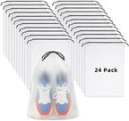 24 PCS Clear Shoe Bags for Travel, 11.8" x 15.7" Travel Shoe Bags for Storage and Packing, Waterproof Drawstring Shoe Bag for Traveling, Travel Essentials for Women and Men