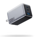 130W USB C Wall Charger,GaN III 3-Port Fast Charging Station,PD QC Foldable Charger Block Portable 65W USB C Laptop Adapter for MacBook Pro/Air,iPad Pro,Galaxy S23,Dell XPS 13,iPhone 17
