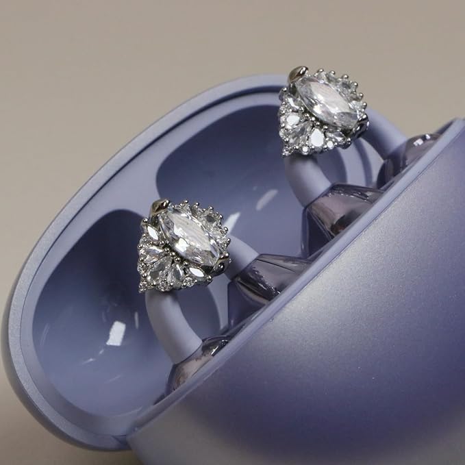 Bow Rhinestone for Clip on Earbuds Open Ear Accessories, Removable Exquisite DIY Decoration (Style F - Silver Bow)