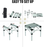 iClimb Lightweight Stable Alu. Folding Square Table Roll Up Top with Carry Bag for Camping Picnic Backyards BBQ Camp Kitchen (Nature, S)