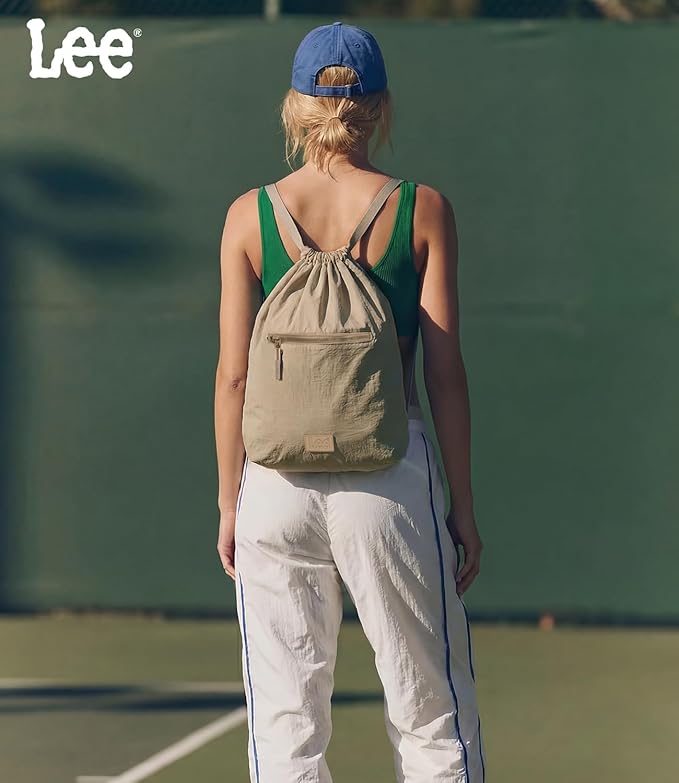 Lee Drawstring Backpack Bag Lightweight Small Gym Swim Beach Bag Water Resistant Sports Sackpack for Men Women, LEE48-002KH