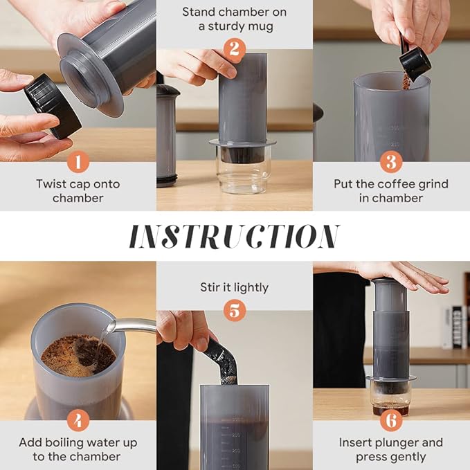 RECAFIMIL Coffee Press Maker -New Desgin Bigger Capacity Quickly Makes Delicious Coffee Without Bitterness - 1 to 3 Cups Per Pressing (Coffee Maker)