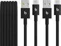 Beats USB-A to USB-C Woven Cable 2 Pack Fast Charging Durable/Tangle-Free Compatible Charger for Apple & Android Devices (1.5 m, 5 ft) - Bolt Black