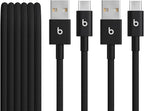 Beats USB-A to USB-C Woven Cable 2 Pack Fast Charging Durable/Tangle-Free Compatible Charger for Apple & Android Devices (1.5 m, 5 ft) - Bolt Black