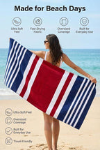 Premium Terry Cabana Beach Towel 2 Pack, 30” x 60” Soft Absorbent Cotton Pool Towel, Quick Dry Towel for Beach and Pool (Mariner Stripes)