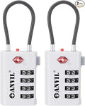 ANVIL 4 Digit Luggage Locks, TSA Locks for Luggage, Advanced TSA008 core, Alert Indicator for Your Travel Lock, Suitcase Lock. (2, White)
