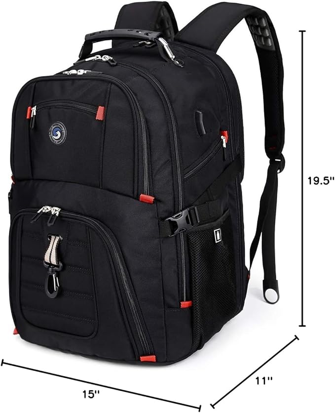 SHRRADOO Extra Large 50L Travel Laptop Backpack with combination lock, College Backpack Airline Approved Business Work Bag Fit 17 Inch Laptops for Men Women,Black