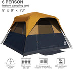 EVER ADVANCED 6 Person Camping Tent, Blackout Design Tent for Camping Instant Cabin Tents for Family with Rainfly, 60s Easy Setup, Water-Resistant