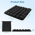 Seat Cushion, Office Chair Cushion with Storage Bag, Travel Seat Cushion for Airplane, Press Type Air Inflatable Airplane Seat Cushions for Plane, Car, Office (Single-Sided Black, Square)